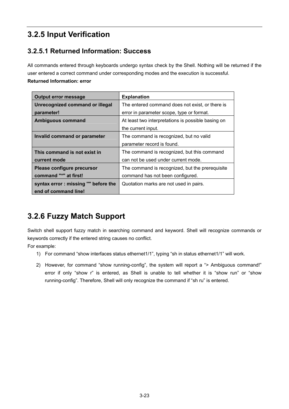 5 input verification, 1 returned information: success, 6 fuzzy match support | 5 input verification -23, 6 fuzzy match support -23 | PLANET WGSW-52040 User Manual | Page 47 / 505