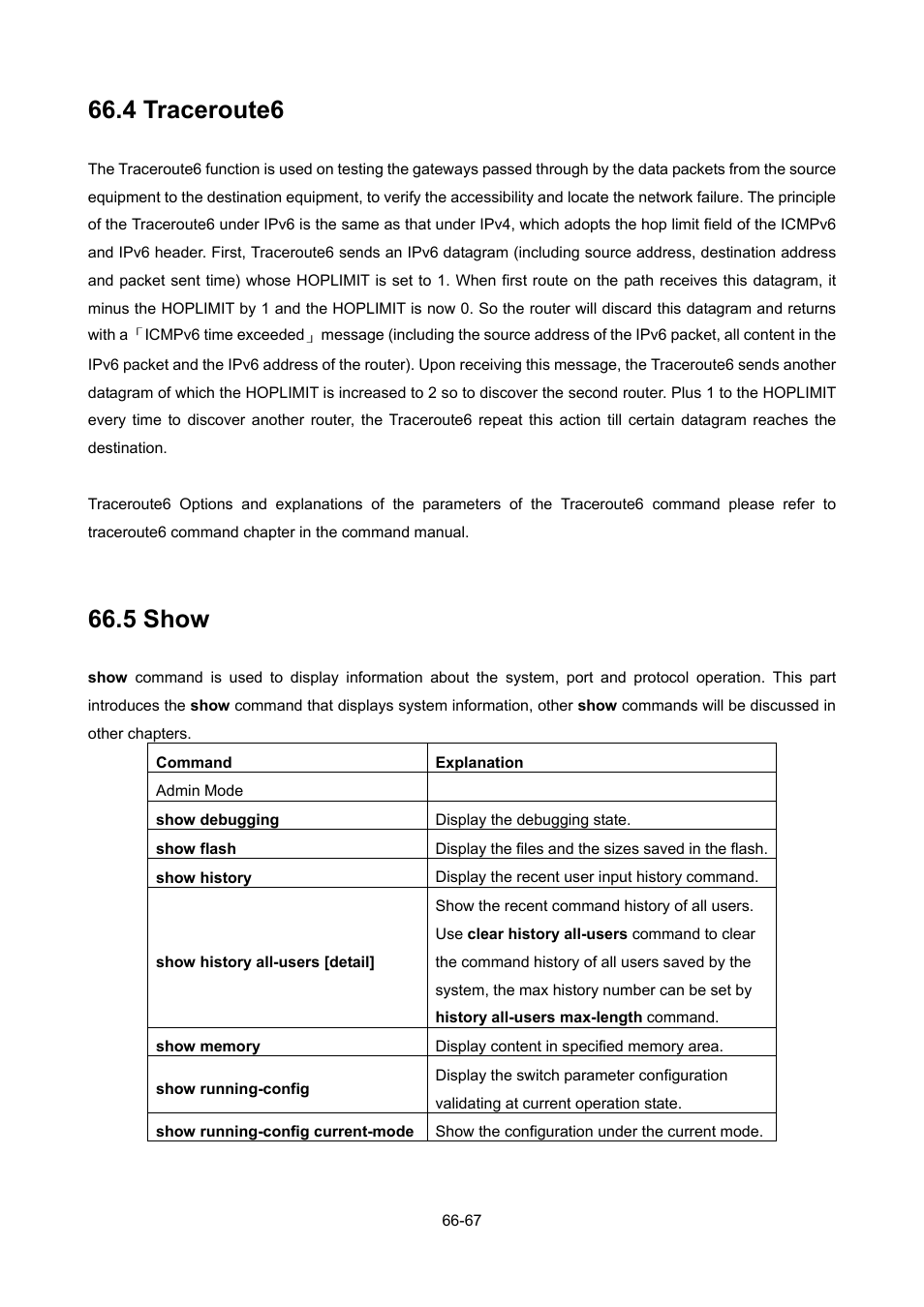 4 traceroute6, 5 show, Raceroute | PLANET WGSW-52040 User Manual | Page 496 / 505