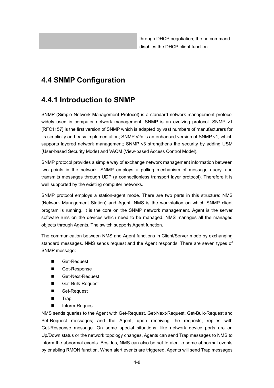 4 snmp configuration, 1 introduction to snmp, 4 snmp configuration 4.4.1 introduction to snmp | PLANET WGSW-52040 User Manual | Page 55 / 505