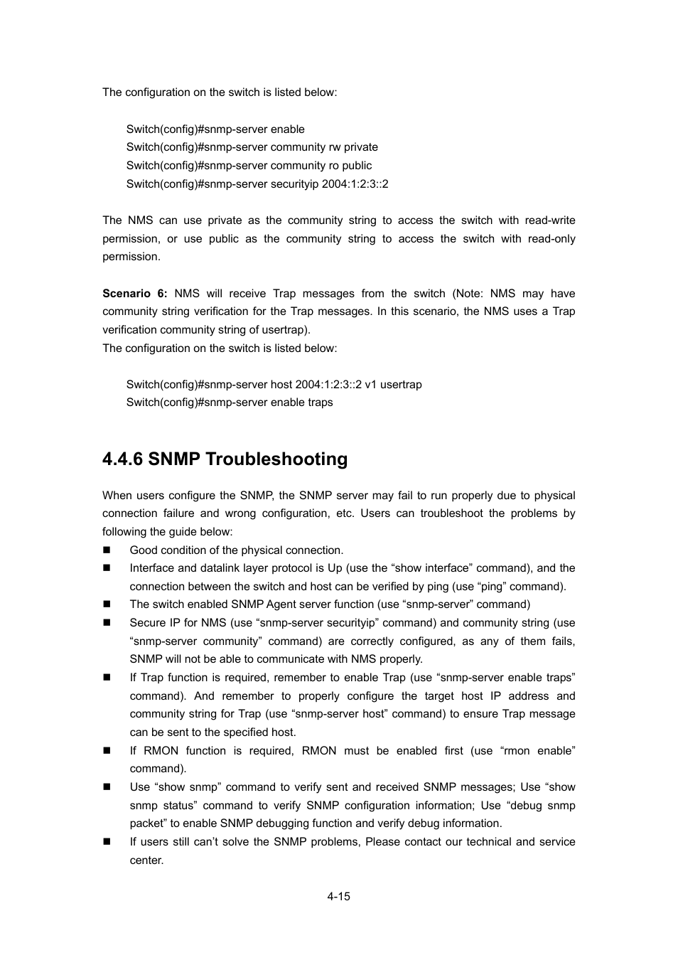 6 snmp troubleshooting, 6 snmp troubleshooting -15 | PLANET WGSW-52040 User Manual | Page 62 / 505