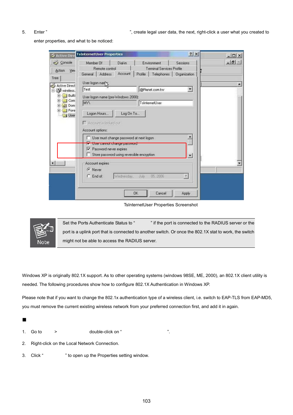 4 802.1x client configuration | PLANET WGSW-5242 User Manual | Page 103 / 286
