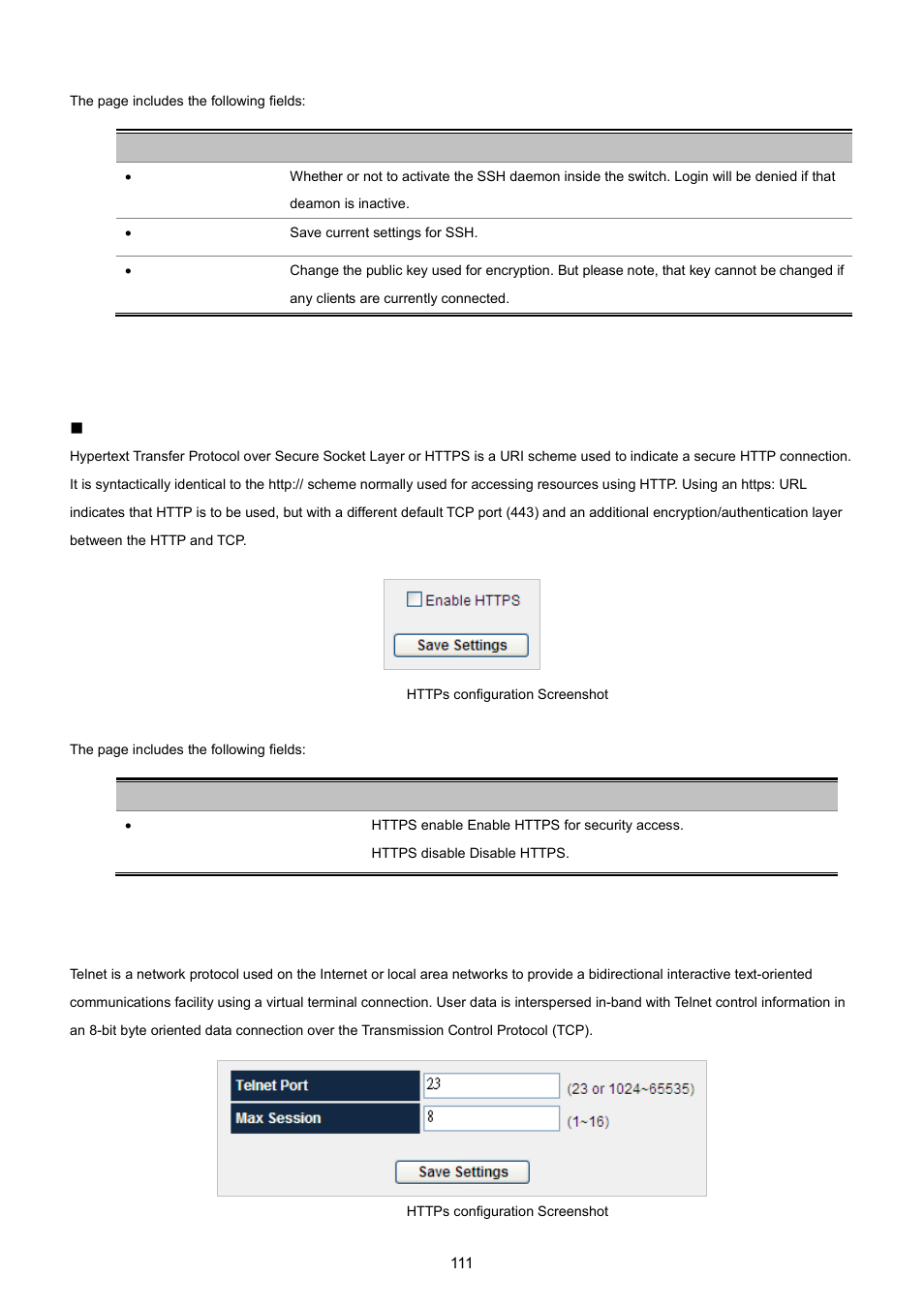 10 https, 11 telnet | PLANET WGSW-5242 User Manual | Page 111 / 286