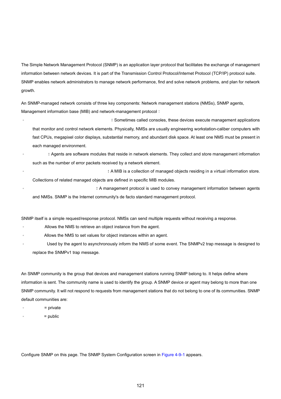 9 snmp, 1 snmp overview, 2 snmp | PLANET WGSW-5242 User Manual | Page 121 / 286