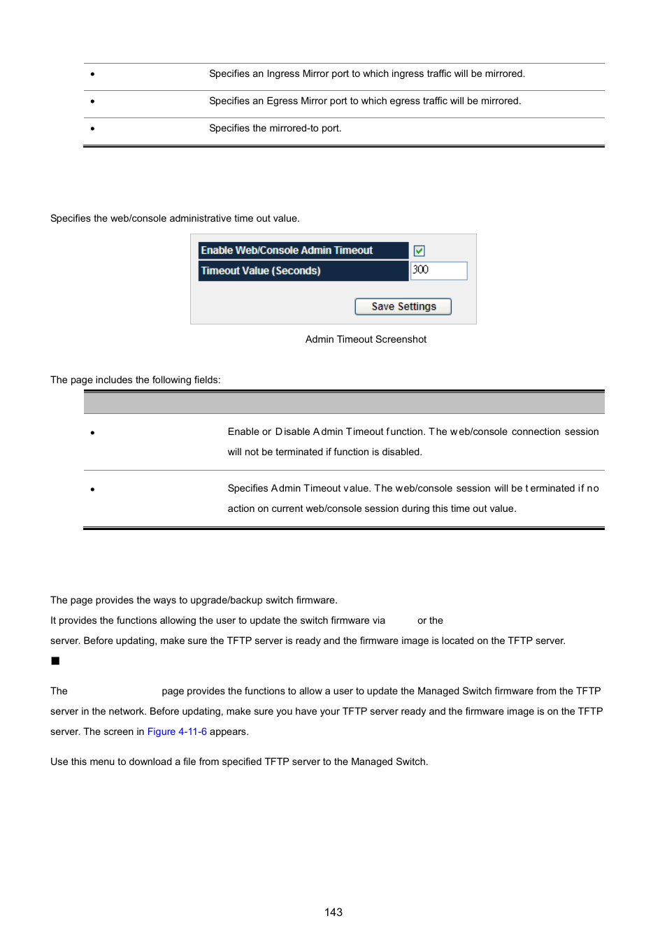 5 admin timeout, 6 firmware upgrade, Tftp firmware upgrade | PLANET WGSW-5242 User Manual | Page 143 / 286