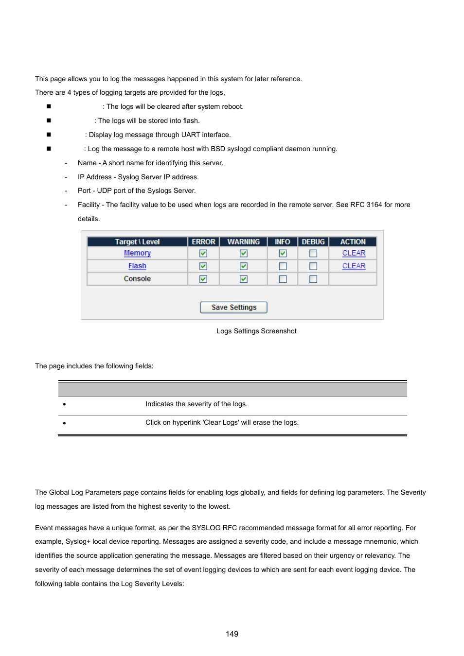 9 logs settings, 10 log server | PLANET WGSW-5242 User Manual | Page 149 / 286