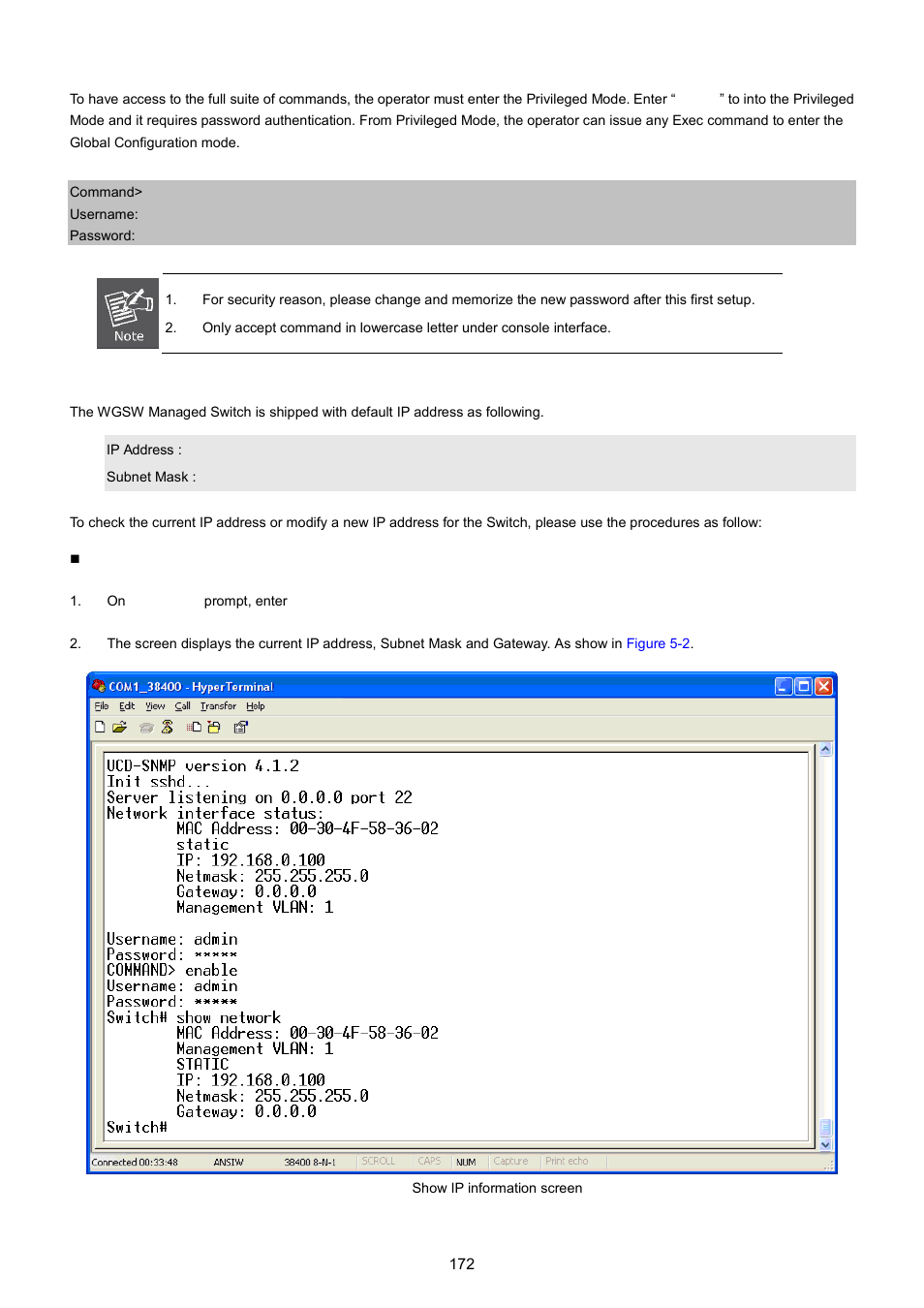 Configure ip address | PLANET WGSW-5242 User Manual | Page 172 / 286