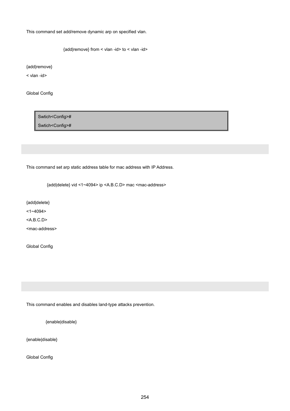 Arp static, 20 dos command, Dos land | PLANET WGSW-5242 User Manual | Page 254 / 286