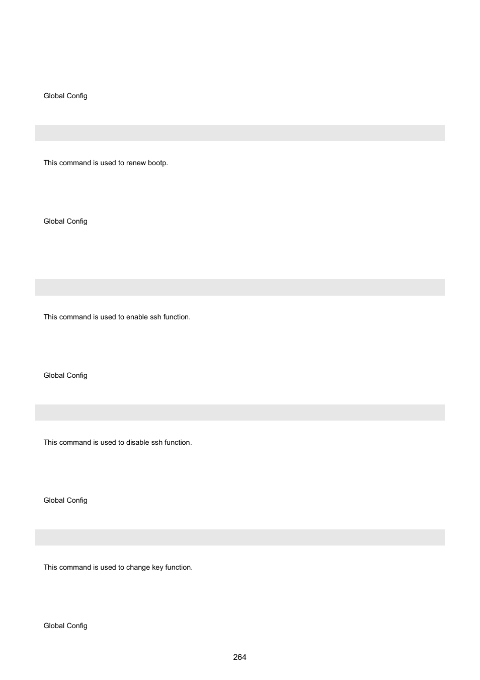 Bootp renew, 27 ssh command, Ssh enable | Ssh disable, Ssh changekey | PLANET WGSW-5242 User Manual | Page 264 / 286