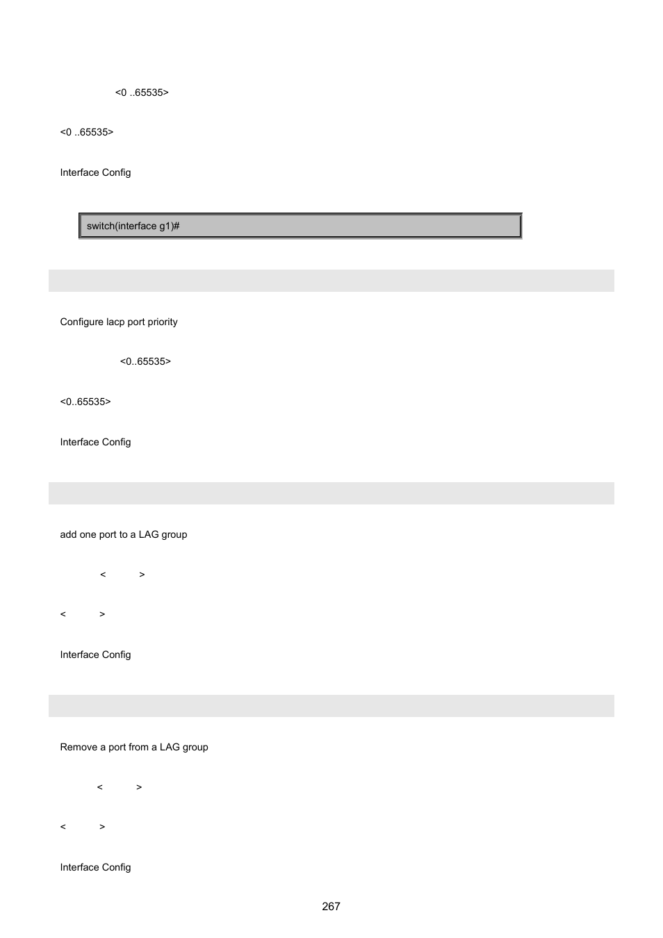 Lacp priority, Addport, Delport | PLANET WGSW-5242 User Manual | Page 267 / 286