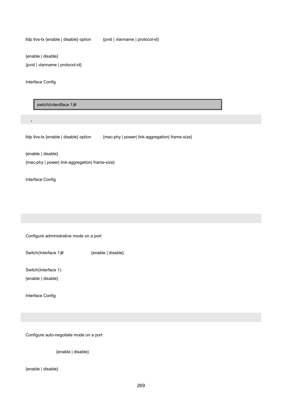 3 set, 5 port command, Admin-mode | Auto-negotiate, 802 . 3 set | PLANET WGSW-5242 User Manual | Page 269 / 286