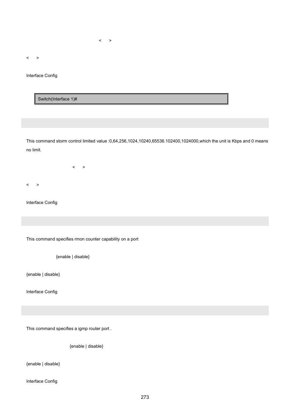 Storm-control all-cast, Rmon-counter, Set igmp-router-port | PLANET WGSW-5242 User Manual | Page 273 / 286