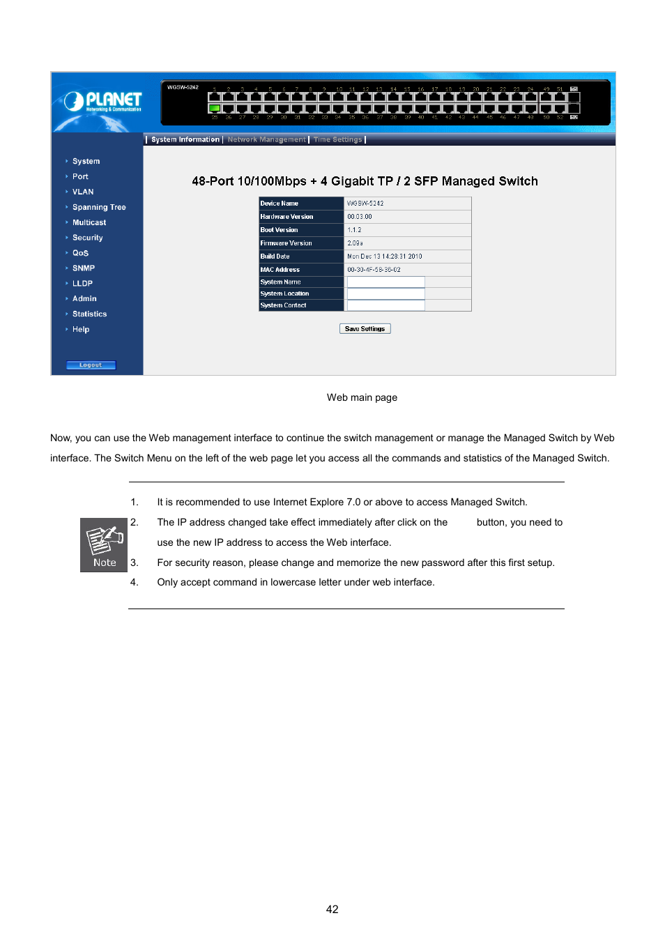 PLANET WGSW-5242 User Manual | Page 42 / 286