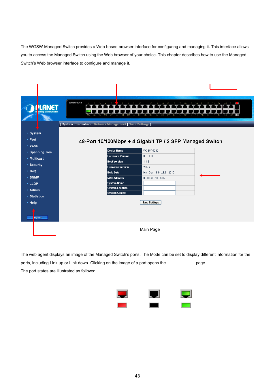 1 main web page | PLANET WGSW-5242 User Manual | Page 43 / 286
