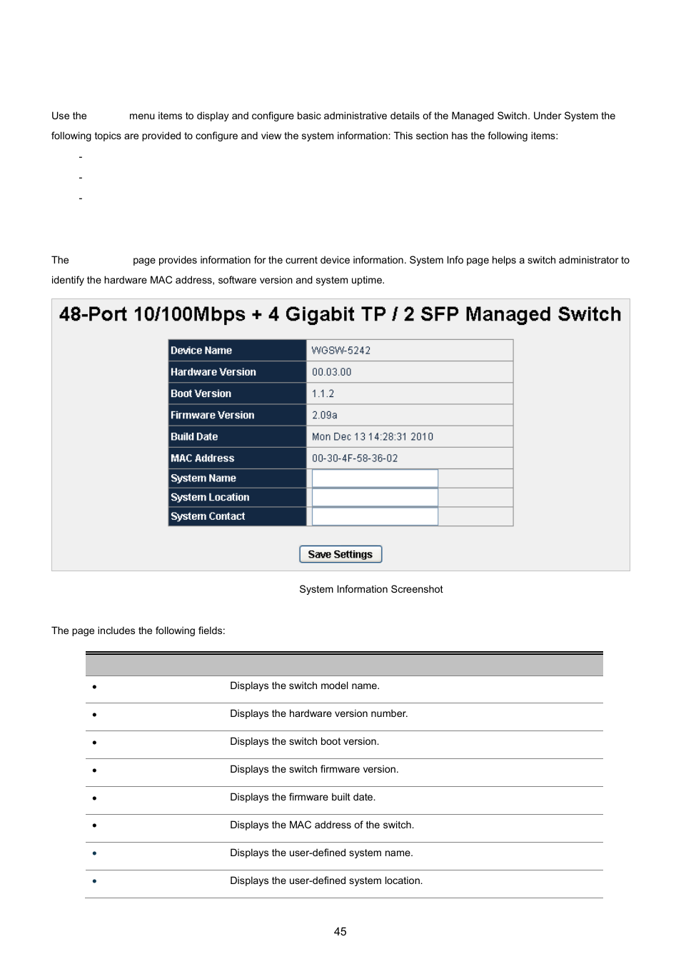 2 system, 1 system information | PLANET WGSW-5242 User Manual | Page 45 / 286