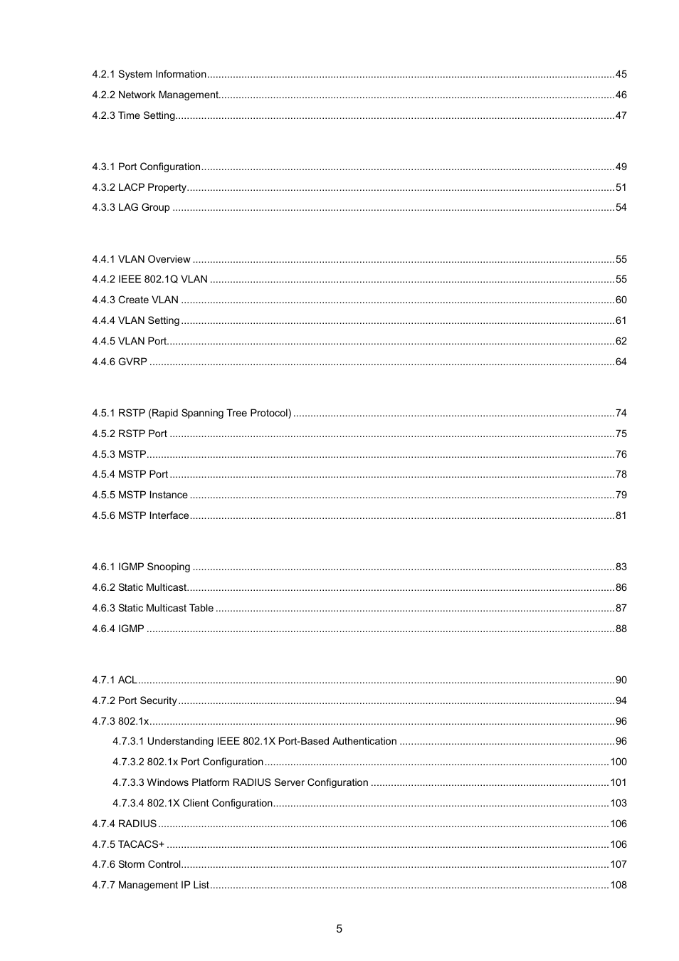 PLANET WGSW-5242 User Manual | Page 5 / 286