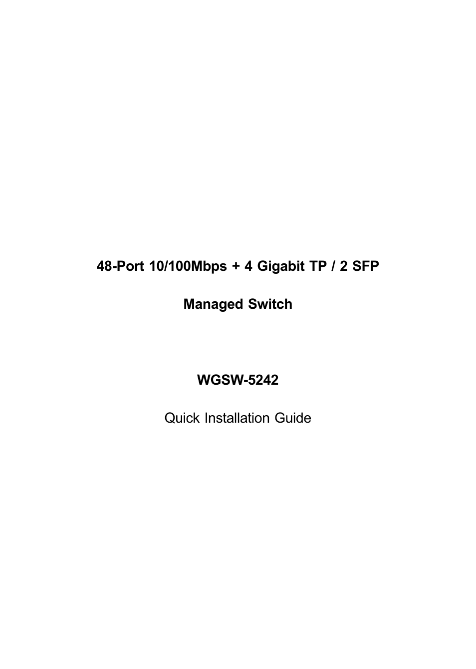 PLANET WGSW-5242 User Manual | 12 pages
