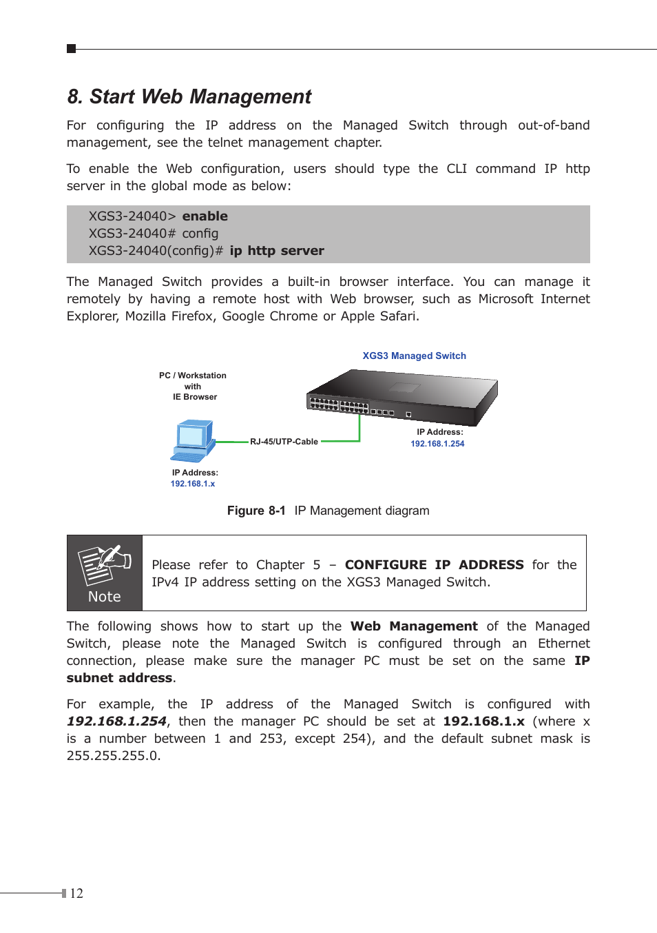 Start web management | PLANET XGS3-24040 User Manual | Page 12 / 16