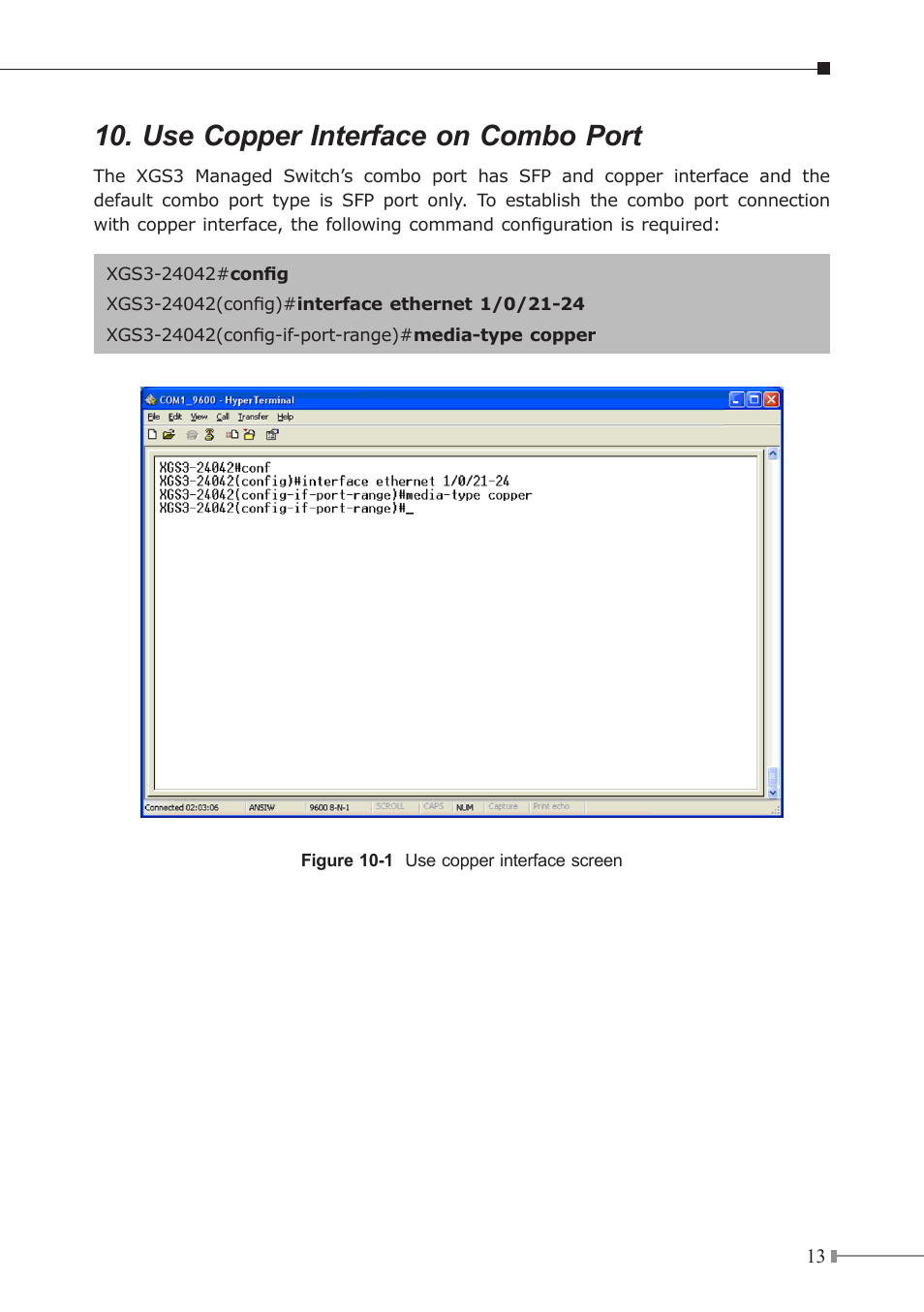 Use copper interface on combo port | PLANET XGS3-24042 User Manual | Page 13 / 16