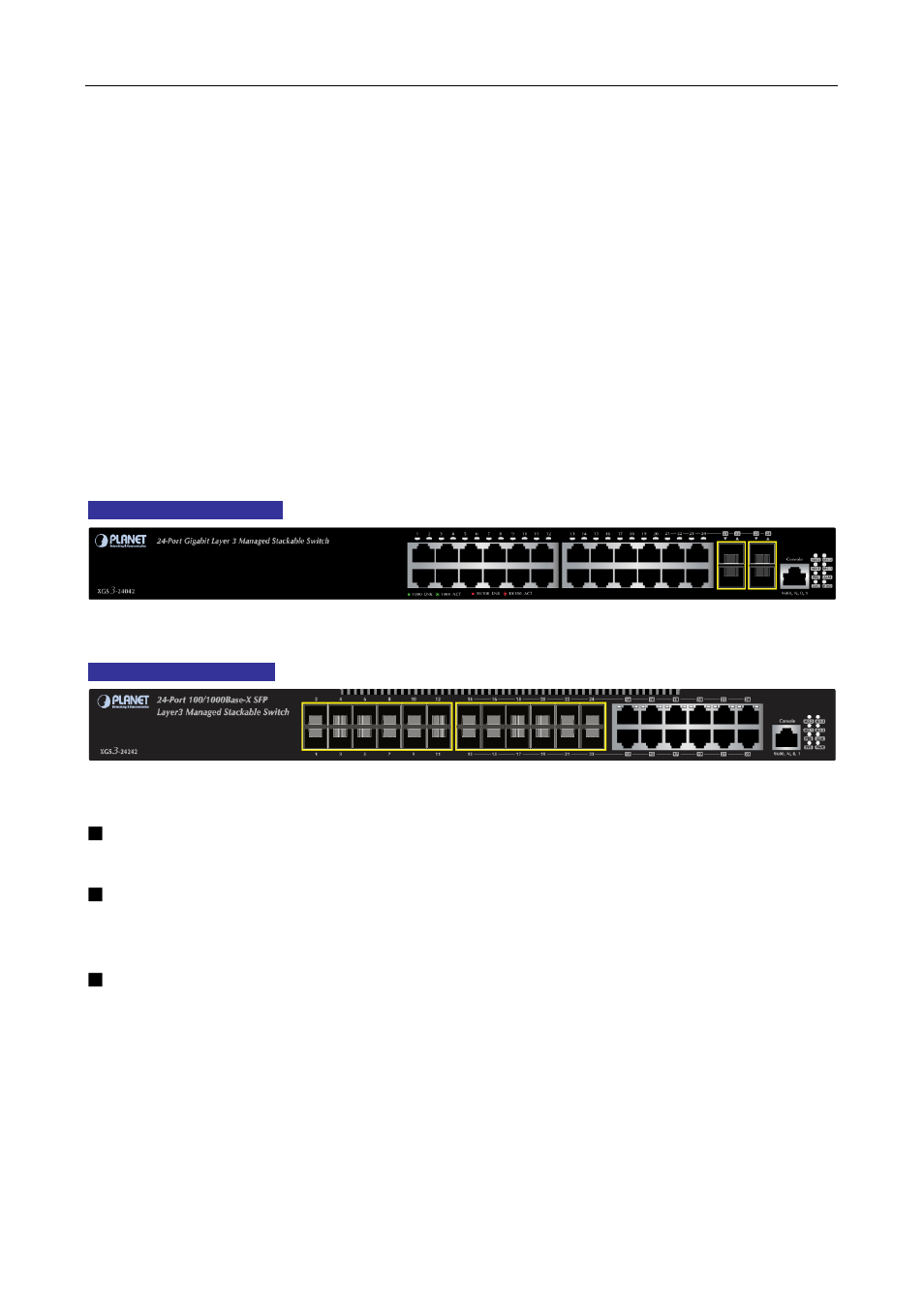 Chapter 2 installation, 1 hardware description, 1 switch front panel | Chapter 2 installation -1, Ardware, Escription, 1 switch front panel -1, 1 hardware description 2.1.1 switch front panel | PLANET XGS3-24042 User Manual | Page 30 / 721