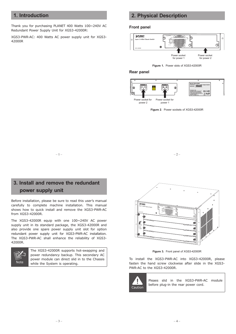 PLANET XGS3-42000R User Manual | 2 pages