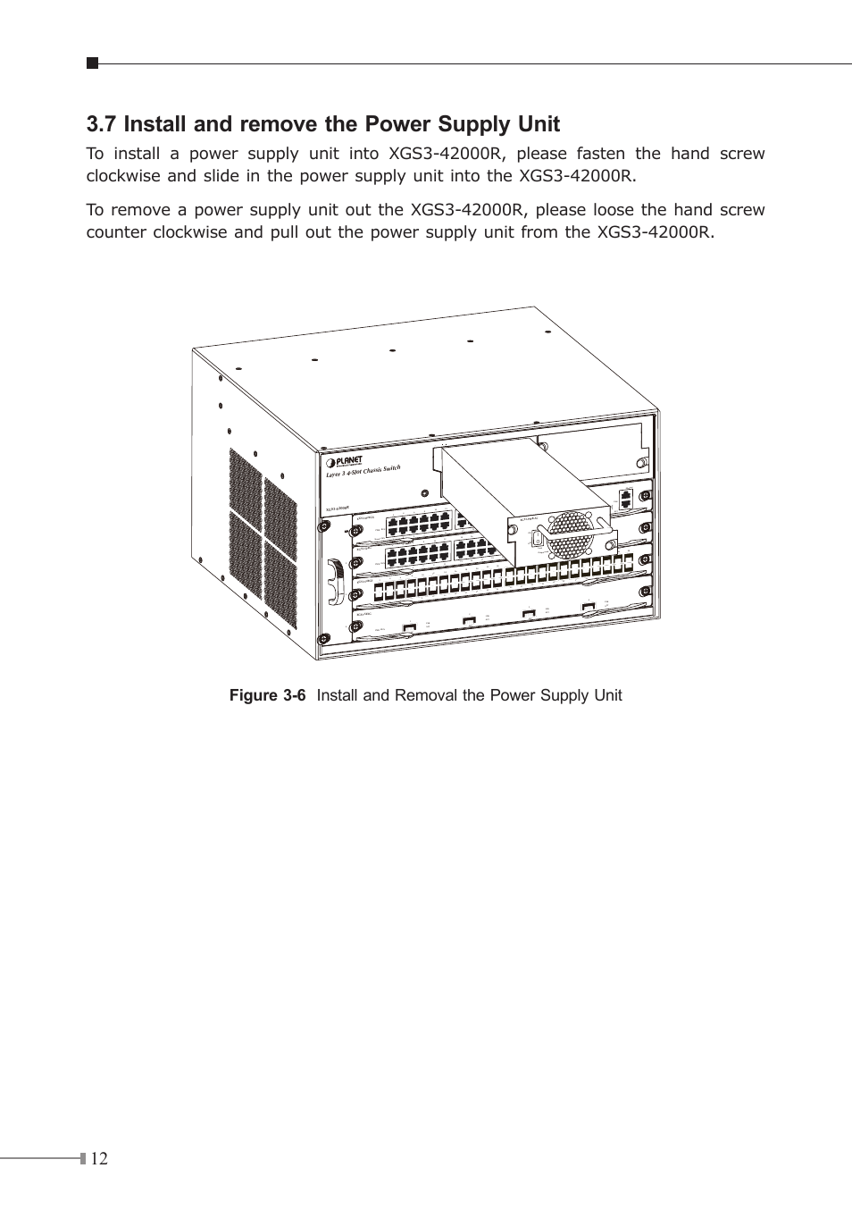 7 install and remove the power supply unit | PLANET XGS3-42000R User Manual | Page 12 / 24