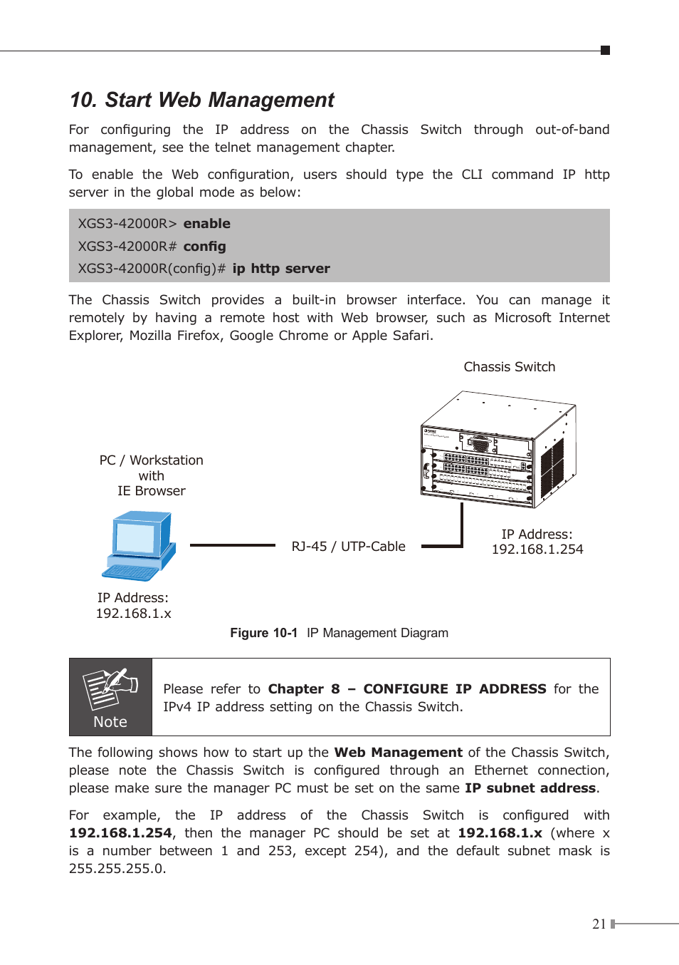 Start web management | PLANET XGS3-42000R User Manual | Page 21 / 24