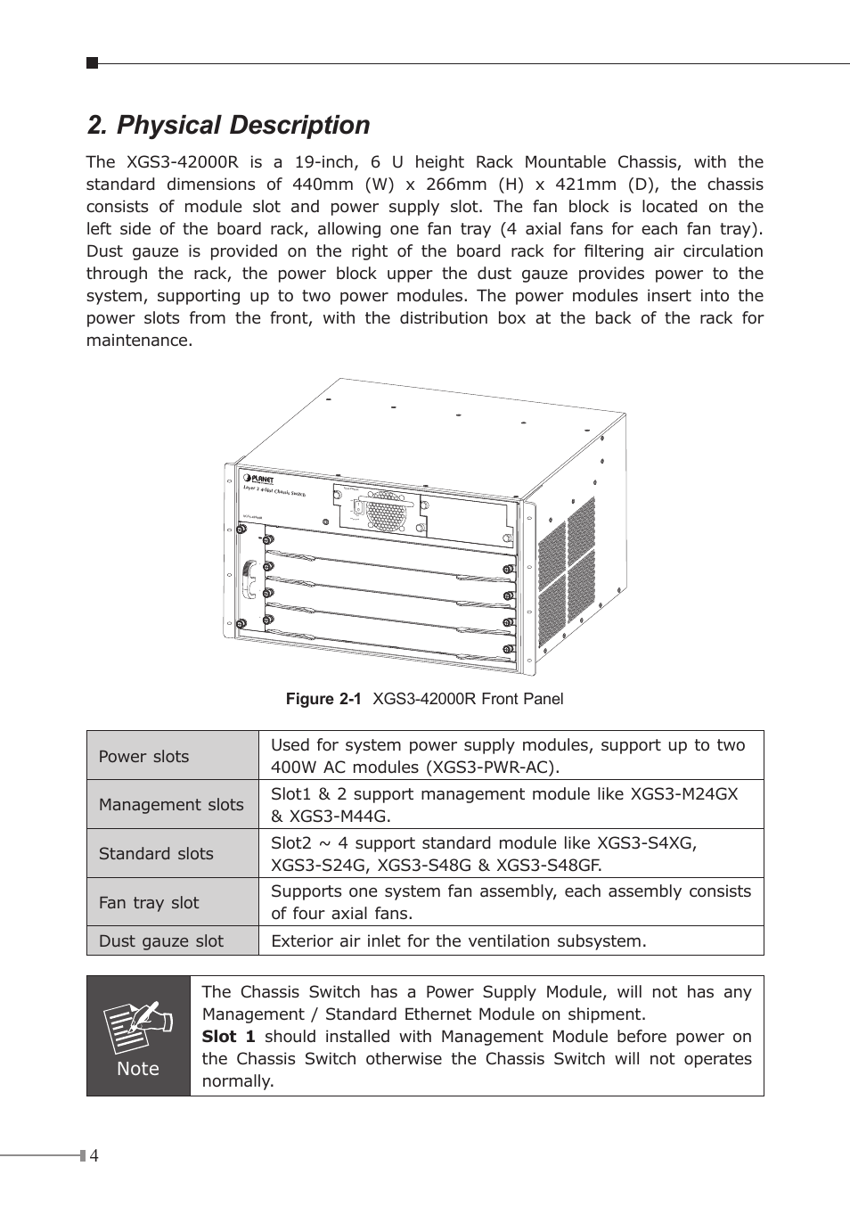 Physical description | PLANET XGS3-42000R User Manual | Page 4 / 24