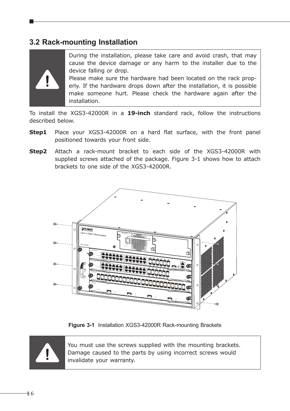 2 rack-mounting installation | PLANET XGS3-42000R User Manual | Page 6 / 24