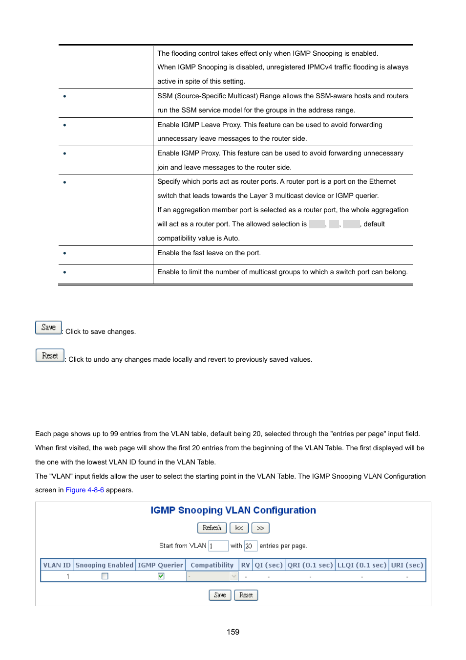 3 igmp snooping vlan configuration | PLANET XGSW-28040 User Manual | Page 159 / 574