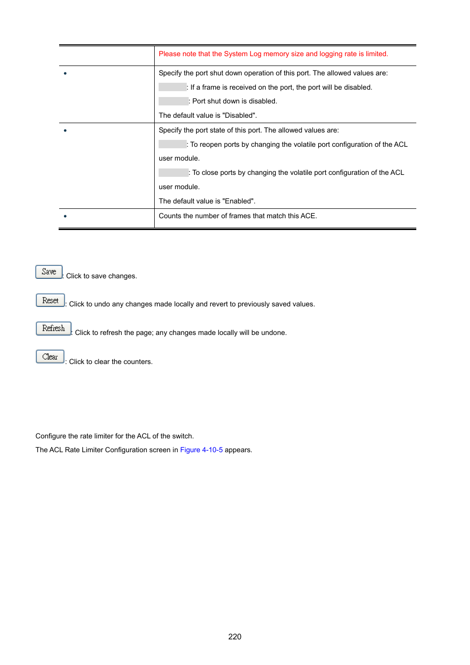 5 acl rate limiter configuration | PLANET XGSW-28040 User Manual | Page 220 / 574