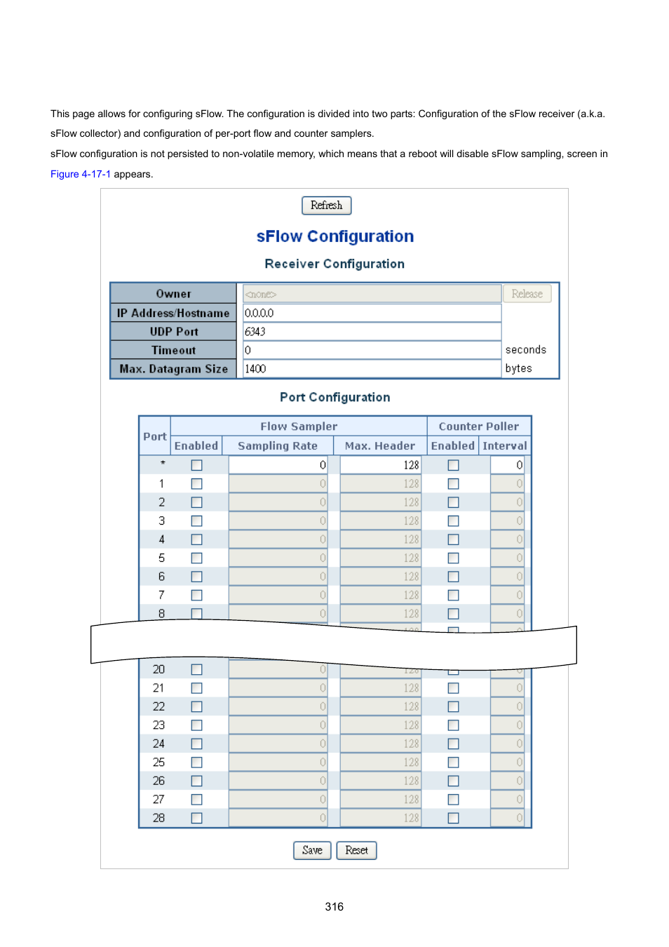 1 sflow configuration | PLANET XGSW-28040 User Manual | Page 316 / 574