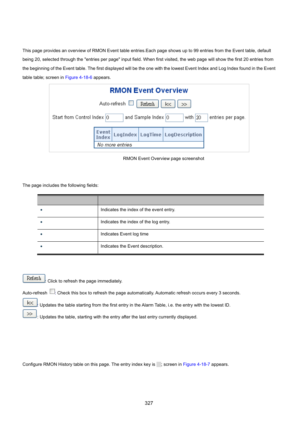 6 rmon event status, 7 rmon history configuration | PLANET XGSW-28040 User Manual | Page 327 / 574