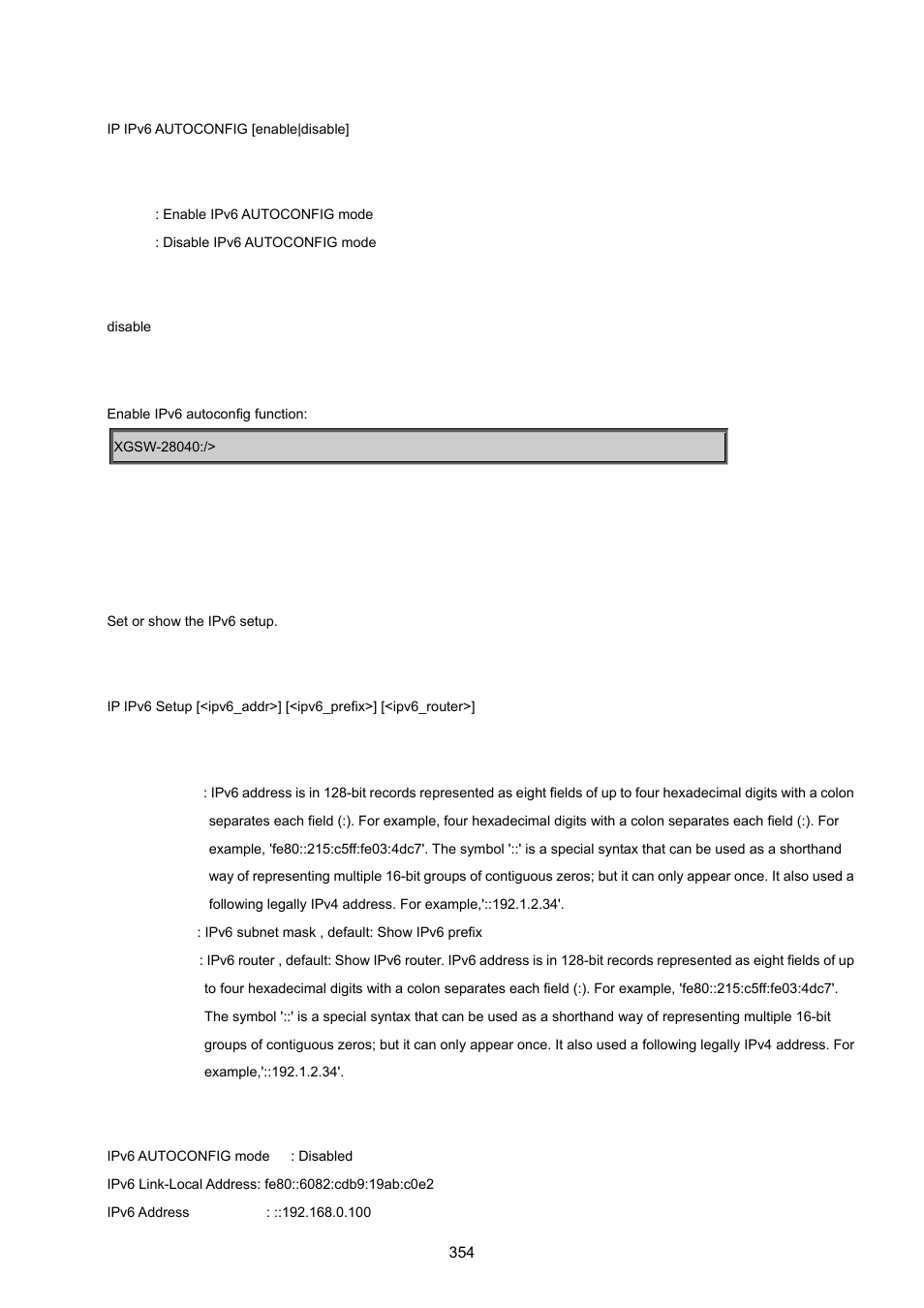 Ipv6 setup | PLANET XGSW-28040 User Manual | Page 354 / 574