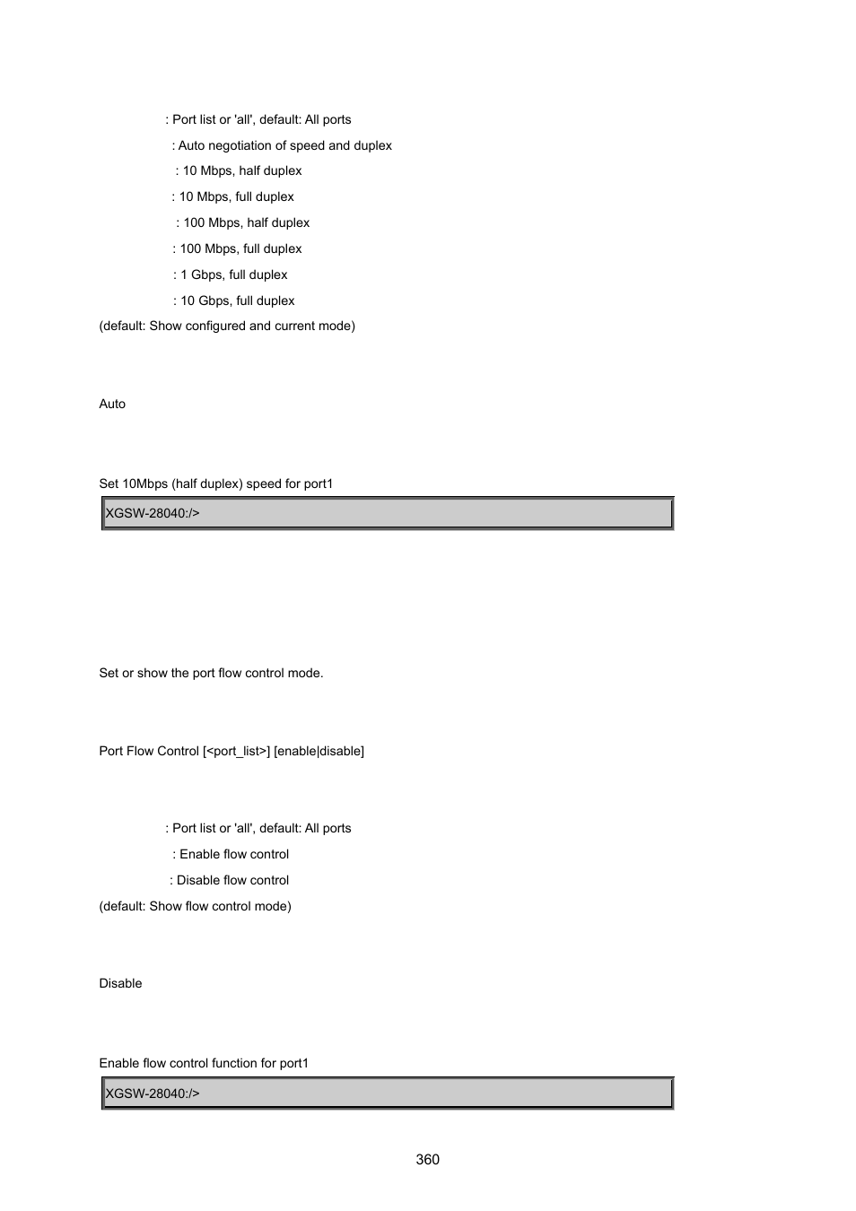 Port flow control | PLANET XGSW-28040 User Manual | Page 360 / 574