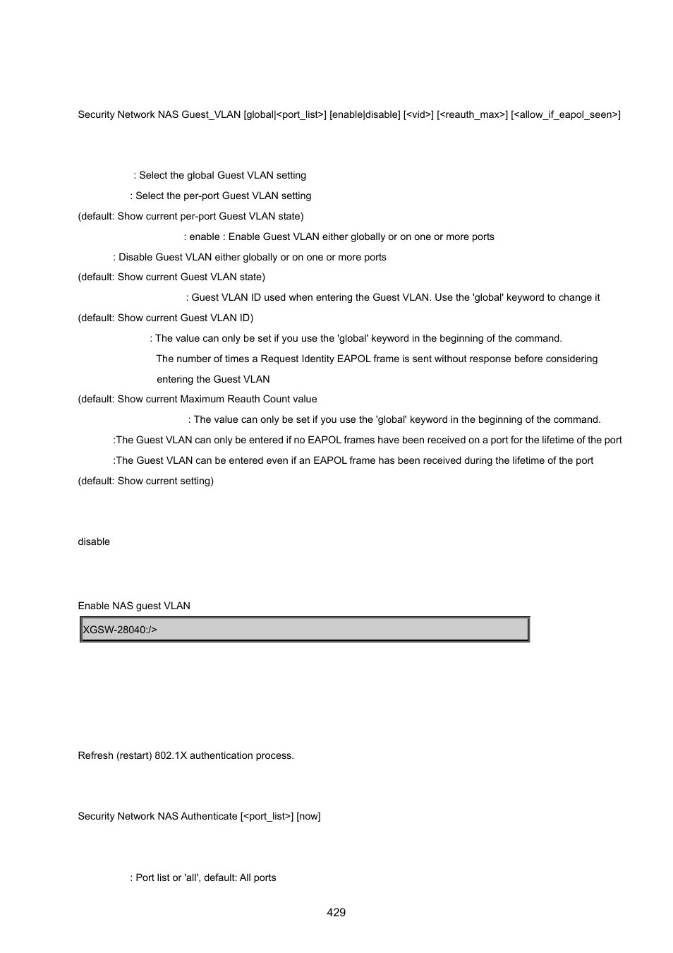 Security network nas authenticate | PLANET XGSW-28040 User Manual | Page 429 / 574