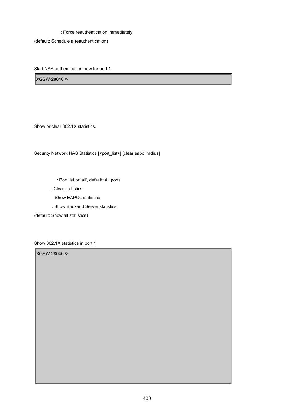 Security network nas statistics | PLANET XGSW-28040 User Manual | Page 430 / 574