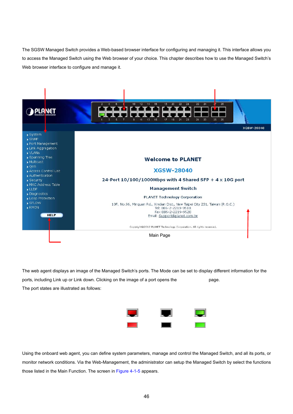 1 main web page | PLANET XGSW-28040 User Manual | Page 46 / 574