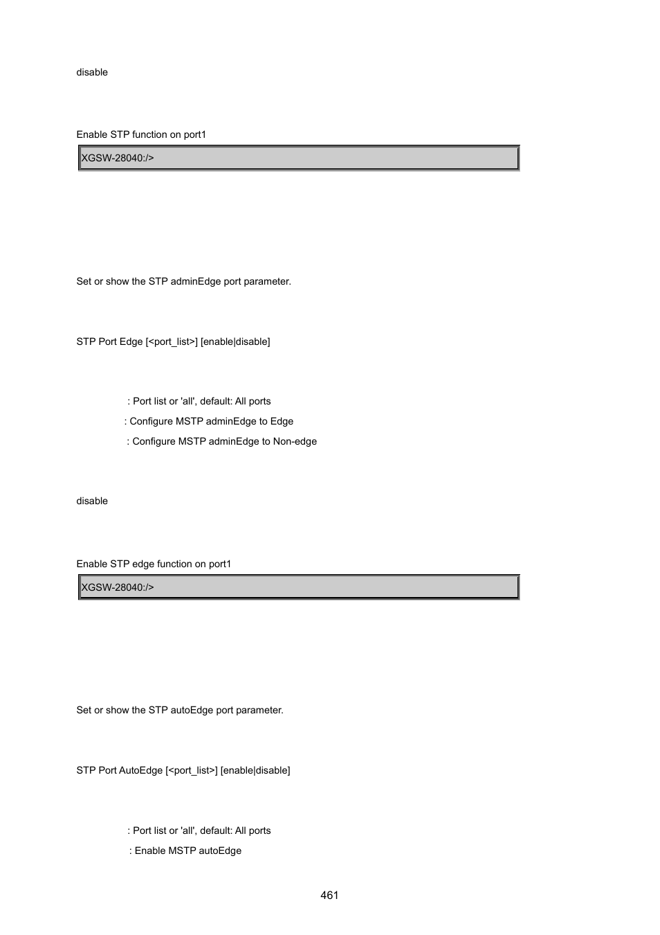 Stp port edge, Stp port autoedge | PLANET XGSW-28040 User Manual | Page 461 / 574