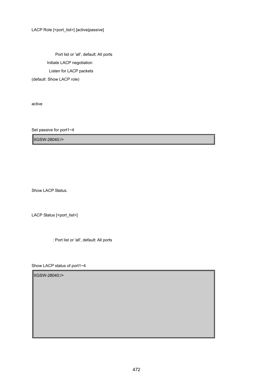 Lacp status | PLANET XGSW-28040 User Manual | Page 472 / 574