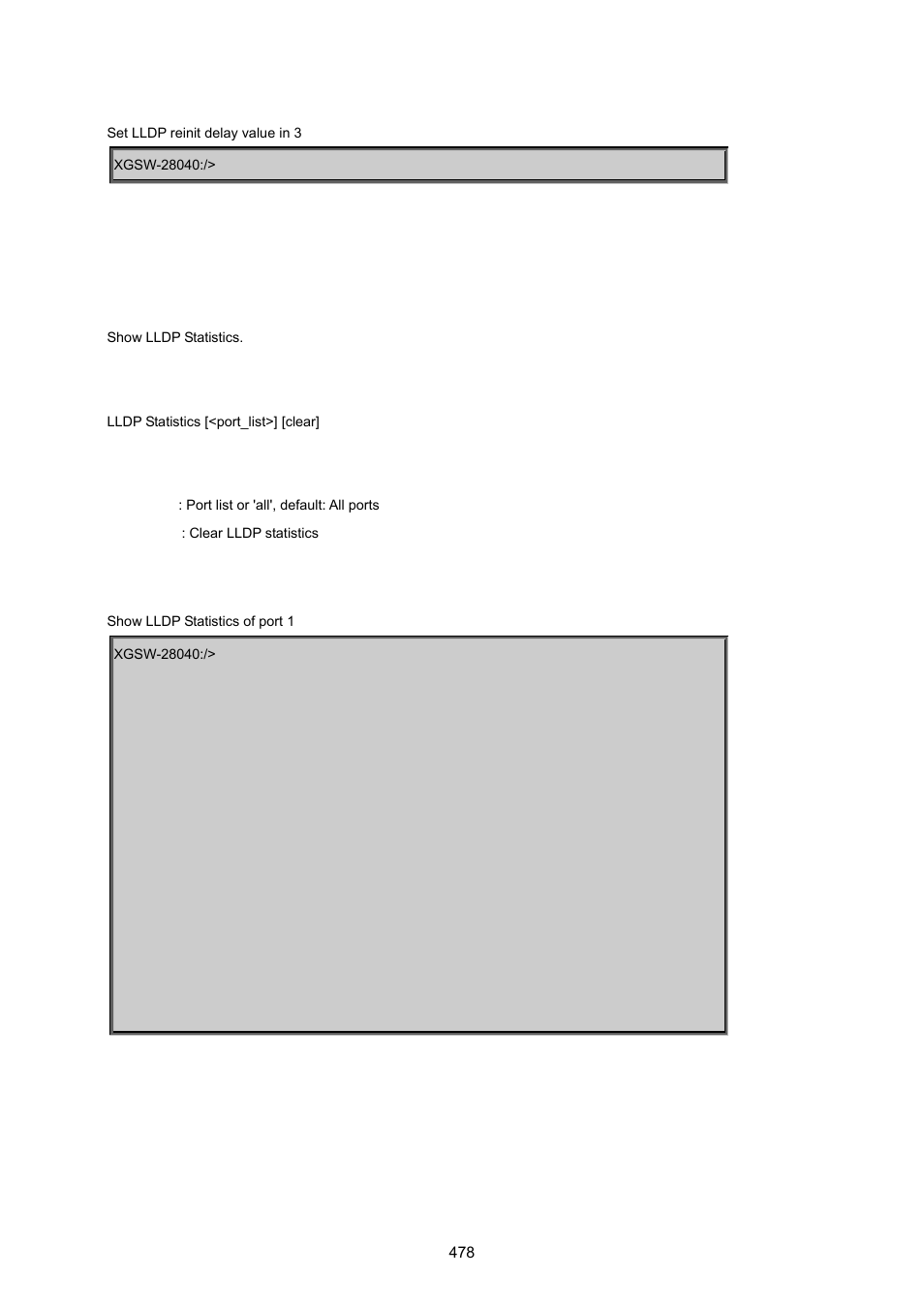 Lldp statistics | PLANET XGSW-28040 User Manual | Page 478 / 574