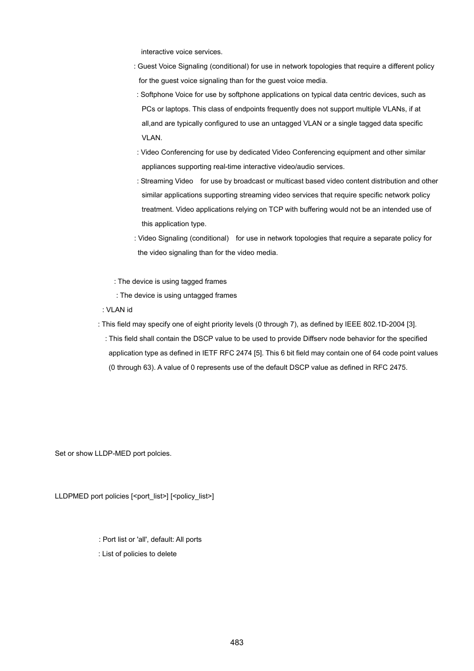 Lldpmed port policy | PLANET XGSW-28040 User Manual | Page 483 / 574