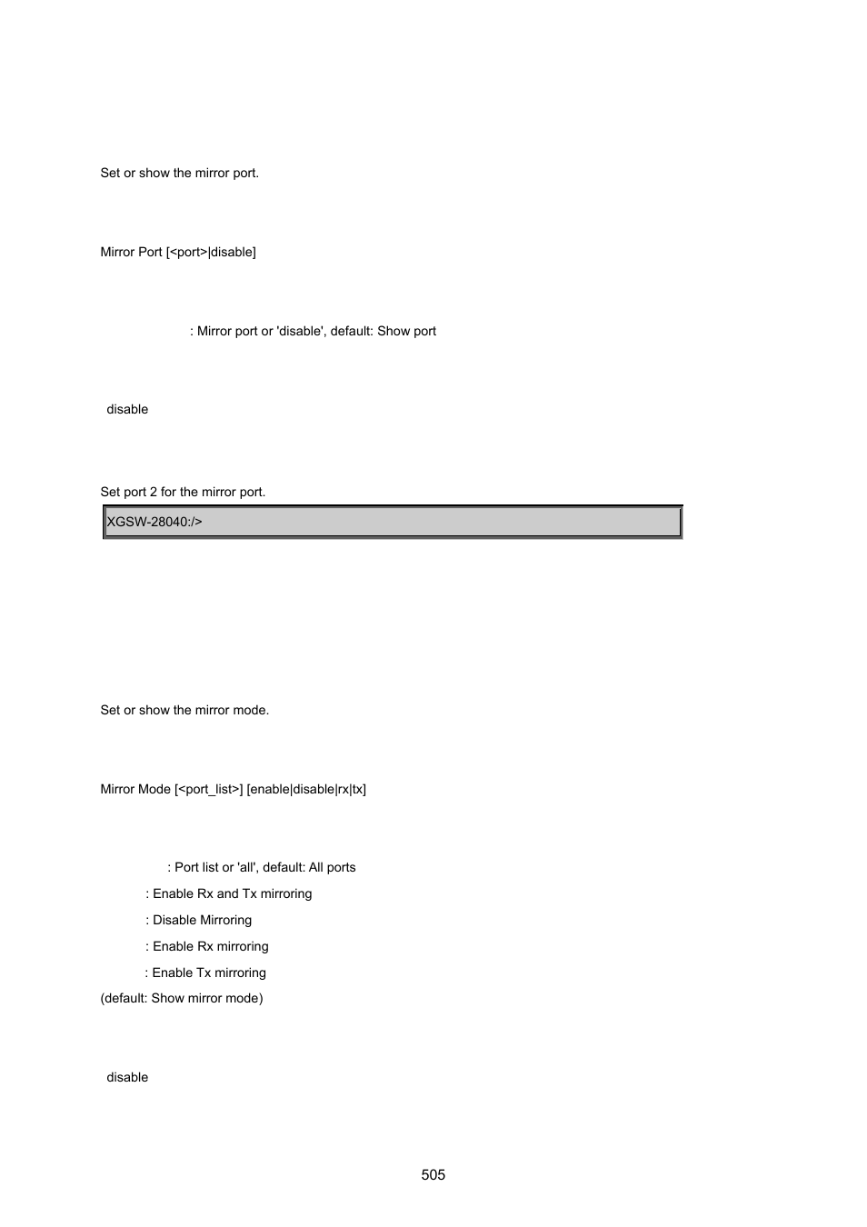 Mirror port, Mirror mode | PLANET XGSW-28040 User Manual | Page 505 / 574