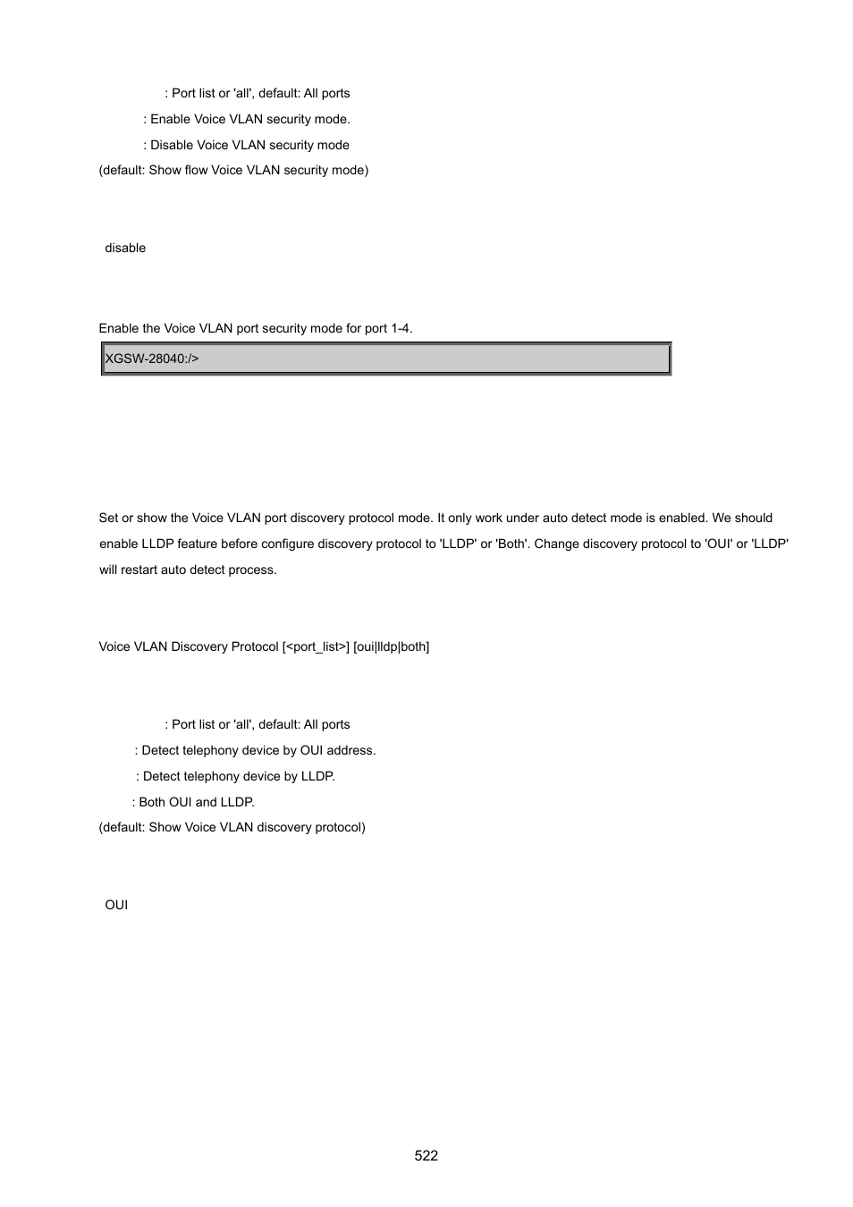 Voice vlan discovery protocol | PLANET XGSW-28040 User Manual | Page 522 / 574