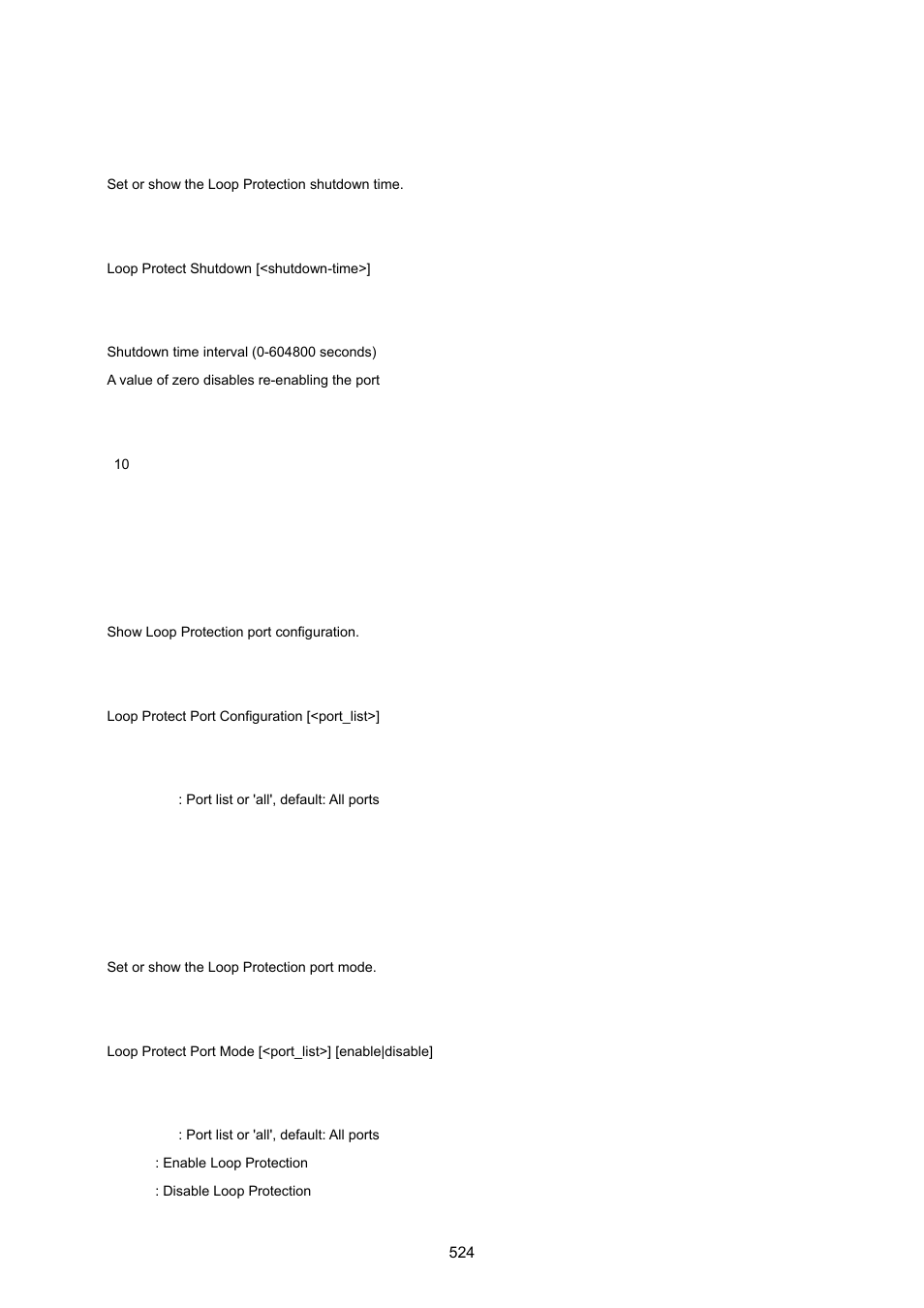 Loop protect shutdown, Loop protect port configuration, Loop protect port mode | PLANET XGSW-28040 User Manual | Page 524 / 574