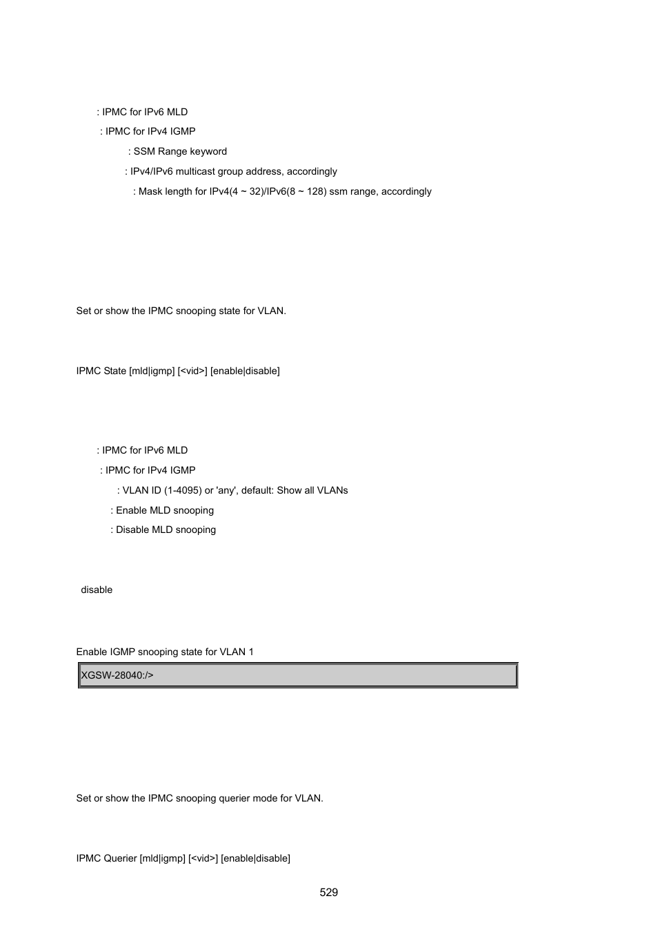 Ipmc state, Ipmc querier | PLANET XGSW-28040 User Manual | Page 529 / 574