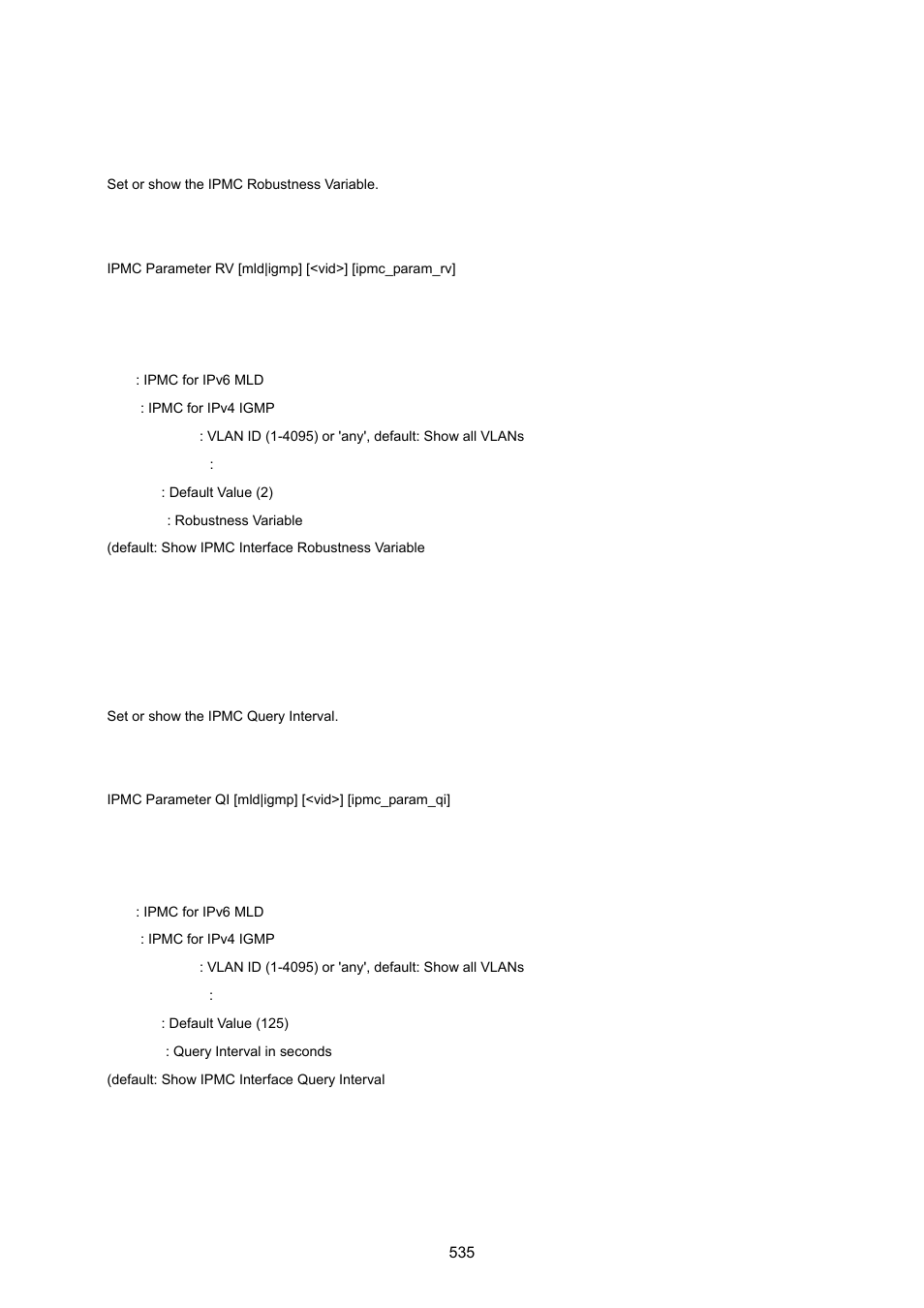 Ipmc parameter rv, Ipmc parameter qi | PLANET XGSW-28040 User Manual | Page 535 / 574