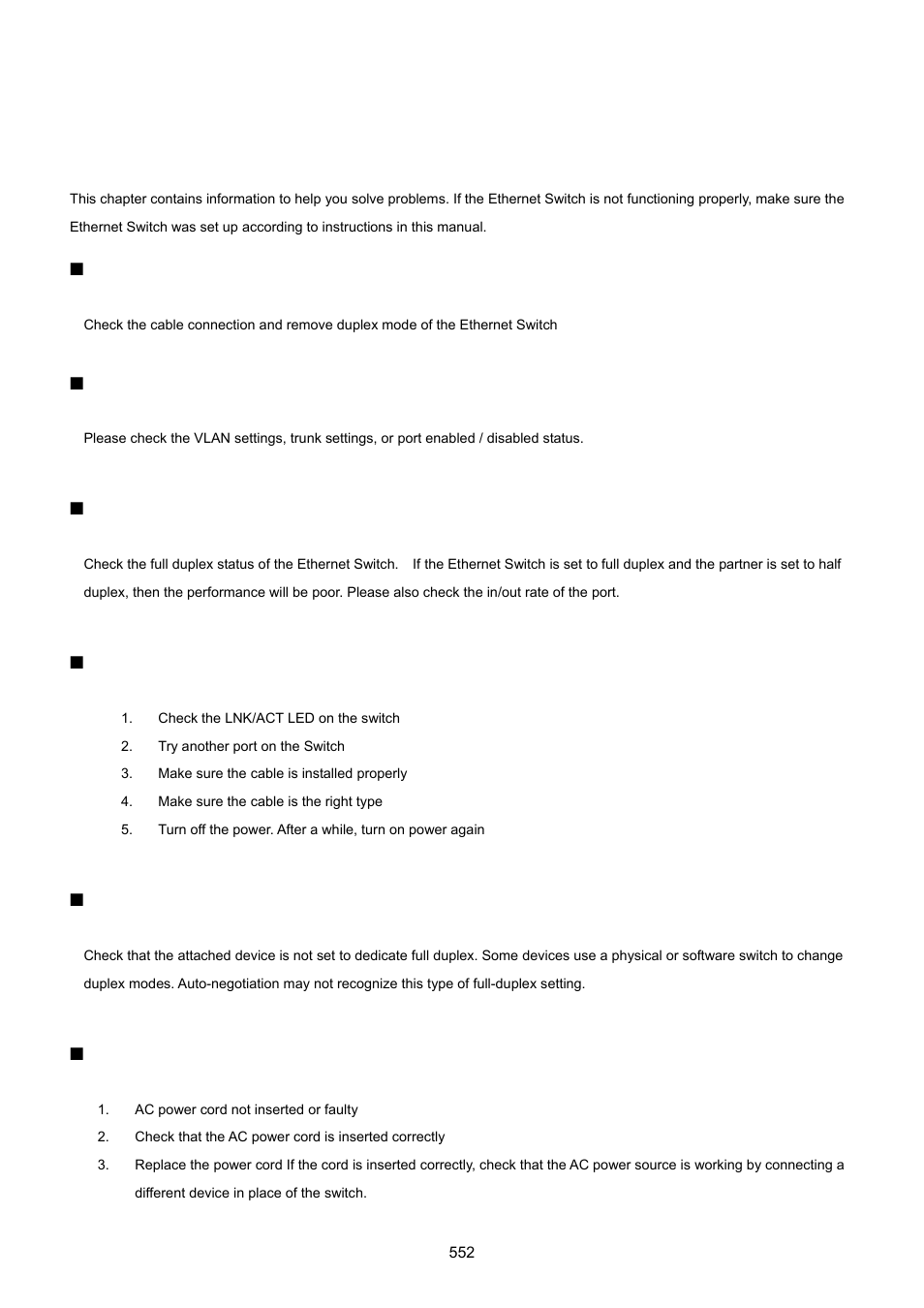 Trouble shooting | PLANET XGSW-28040 User Manual | Page 552 / 574