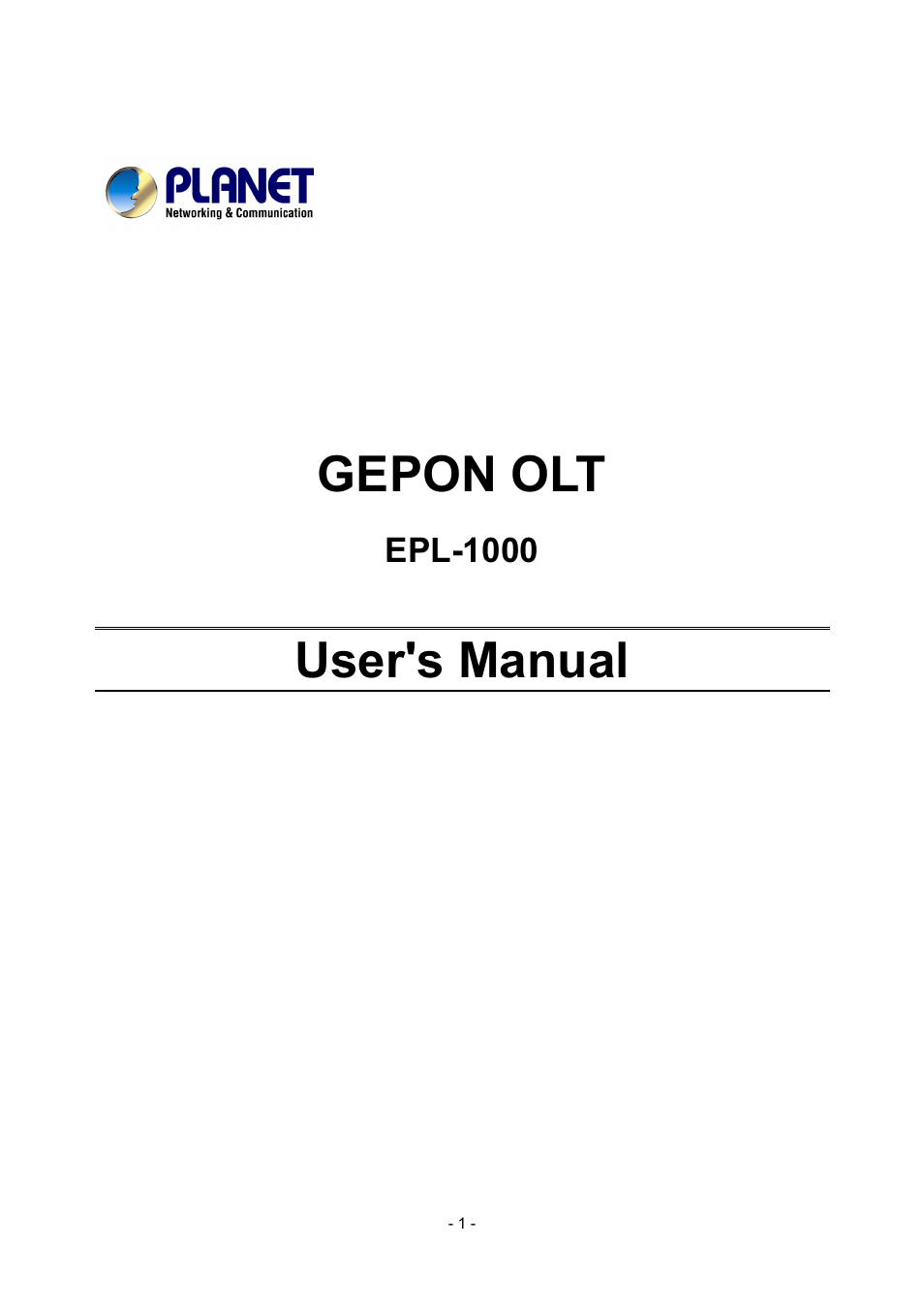 PLANET EPL-1000 User Manual | 83 pages