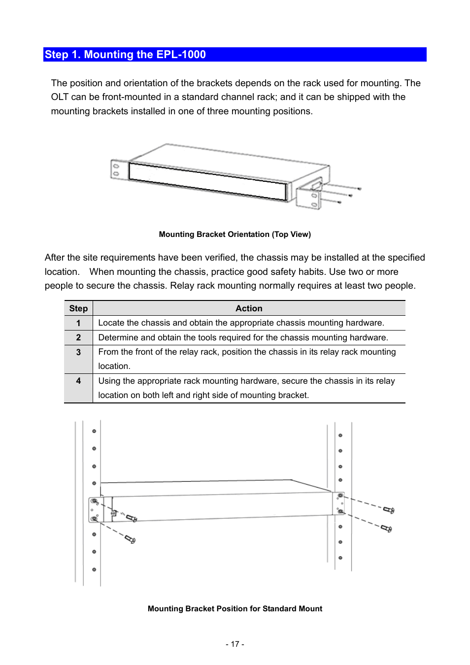 Step 1. mounting the epl-1000 | PLANET EPL-1000 User Manual | Page 17 / 83