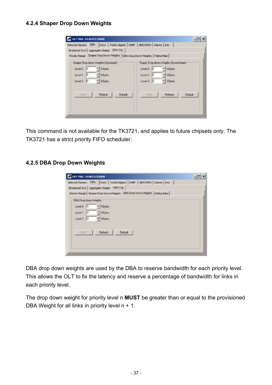 5 dba drop down weights | PLANET EPL-1000 User Manual | Page 37 / 83